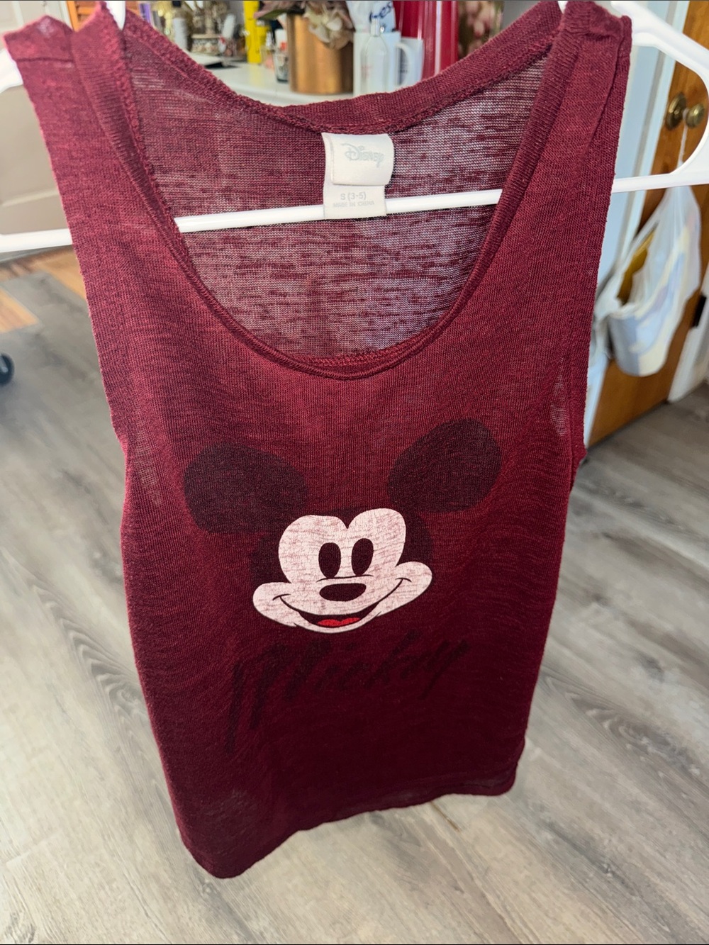 Disney Burgundy Sheer Mickey Tank